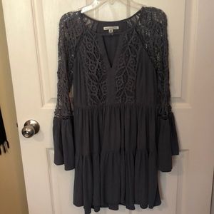 Dusty blue boho dress